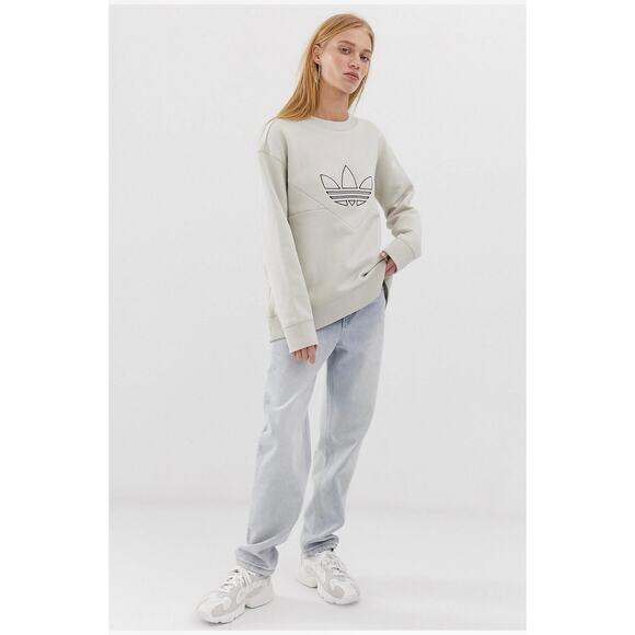 Adidas Originals Oversized Colorado Sweater Grey Trefoil Women Size Medium - Picture 1 of 9